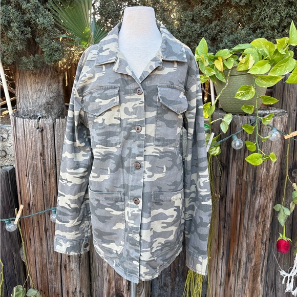NWOT Sanctuary Camo Jacket Utility Military Army Cotton Outerwear - Picture 2 of 7